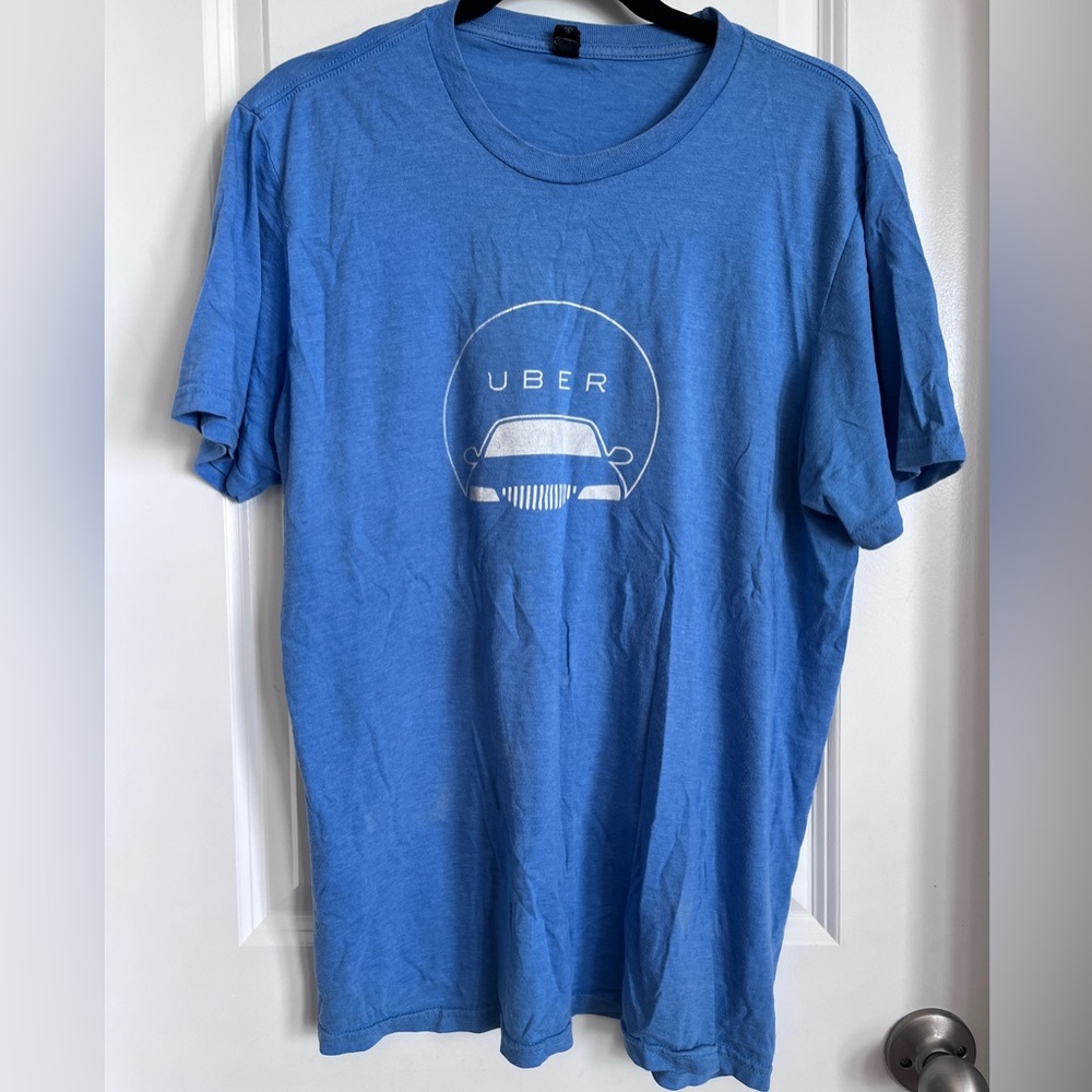 Uber Official Logo Graphic Tee Shirt Men’s Size Large Blue Streetwear Rare